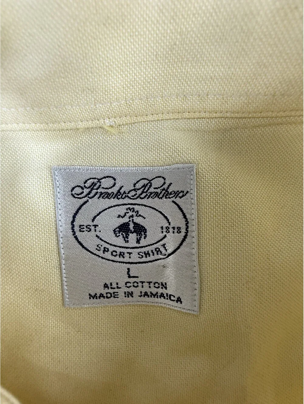 Brooks Brothers Men's L Yellow Cotton Woven Button-Down LS Shirt Pockets 46